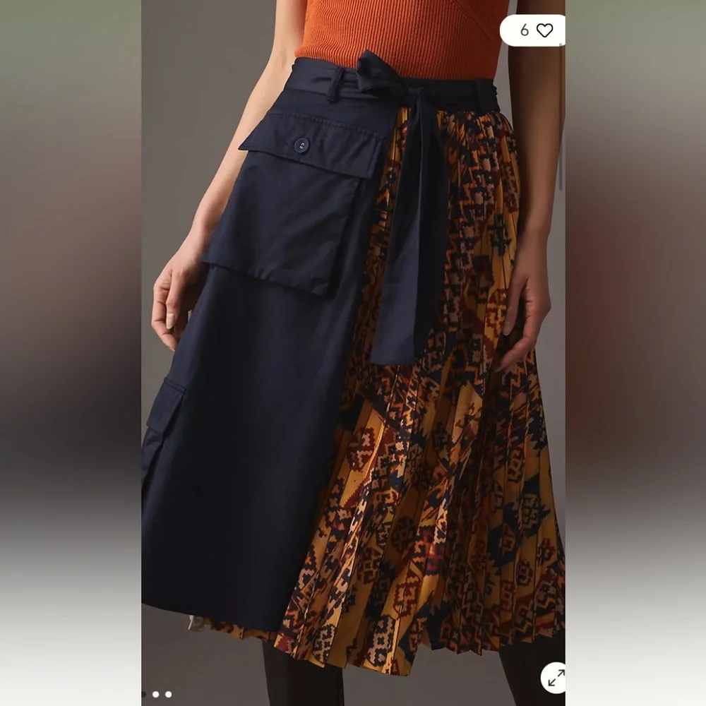 Eva‎ Franco for Anthropologie pleated cargo midi skirt . Spring 2023 178 retail - Picture 2 of 5